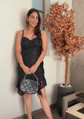 Black lace short dress