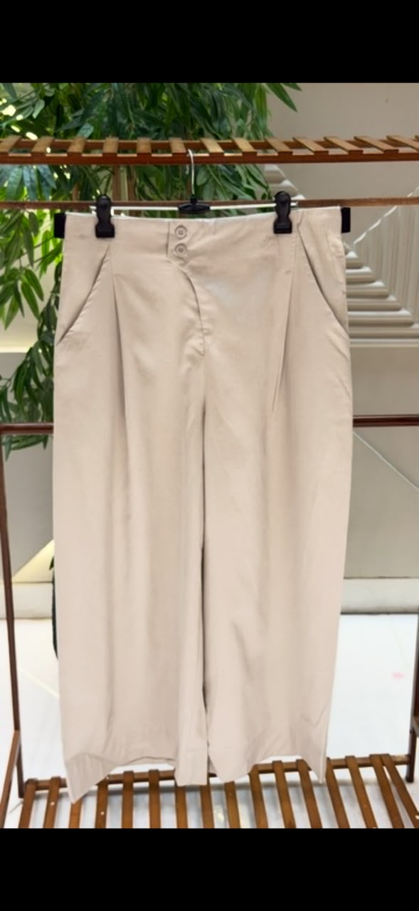 High waist cotton pants